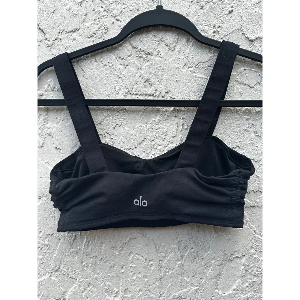 Alo Yoga Black Ruched Front Sports Bra Size 4